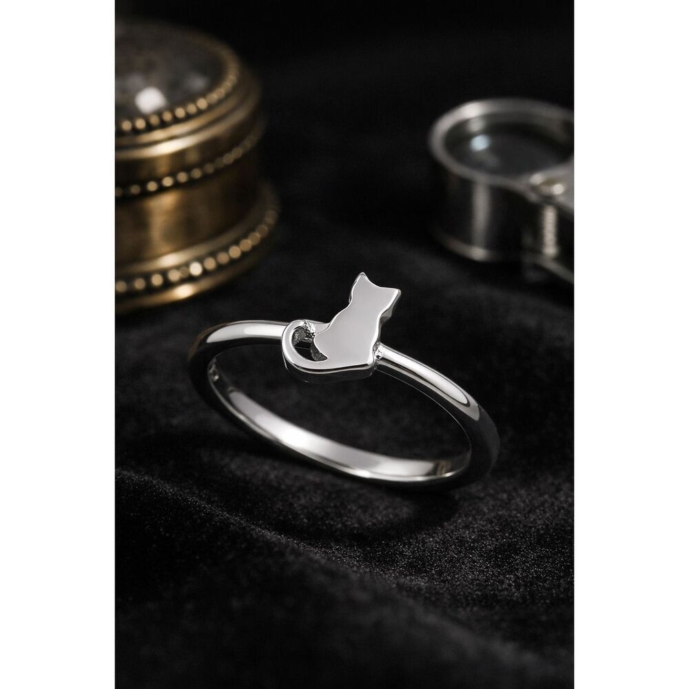 Sterling Silver Plain Cat Ring Size 11 New